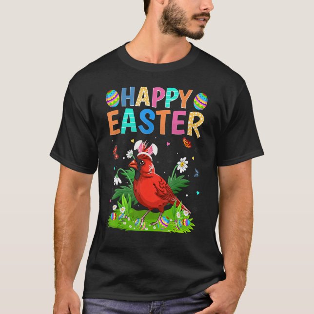 T-shirt Joyeux Pâques drôle Cardinal du Nord Bird Pâques S (Devant)