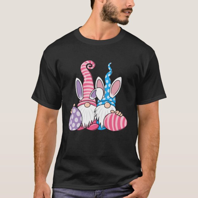 T-shirt Joyeux Pâques drôle Gnome Lapin Lapin Oeufs de lap (Devant)