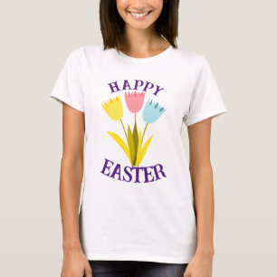 T-shirt Joyeux Pâques Fleurs Tulipes mignonnes