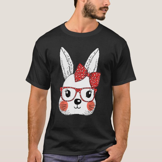 T-shirt Joyeux Pâques Jour mignon Bunny Visage Leopard Lun (Devant)