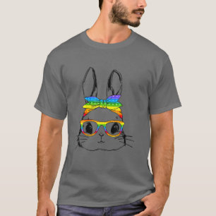 T-shirt Joyeux Pâques Jour Pop It Bunny Visage Lunettes Pâ