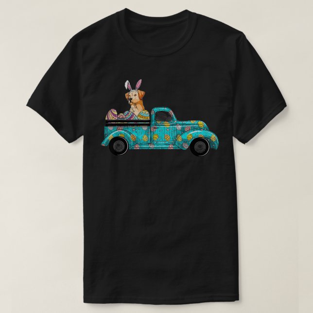 T-shirt Joyeux Pâques mignon lapin Chien du Labrador Oeufs (Design devant)