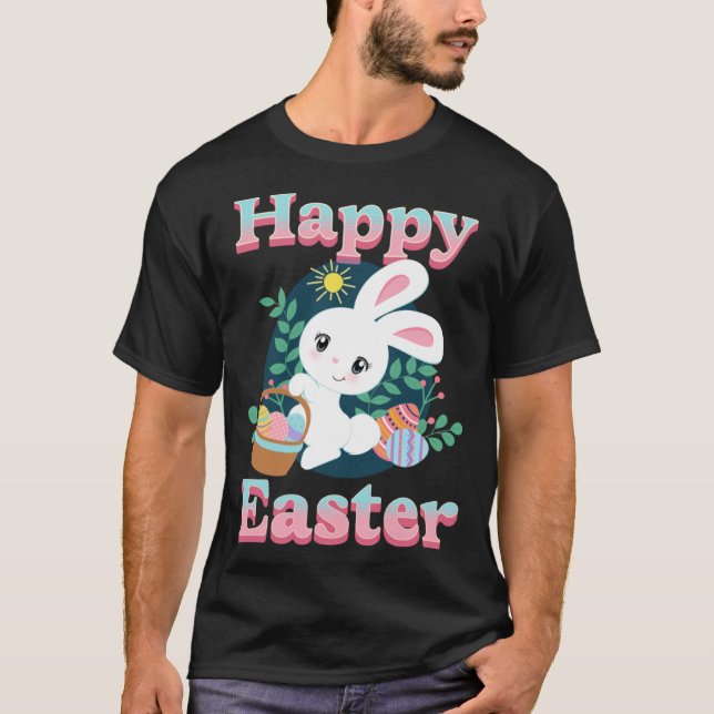 T-shirt Joyeux Pâques mignonne Chasse aux oeufs de lapin d (Devant)