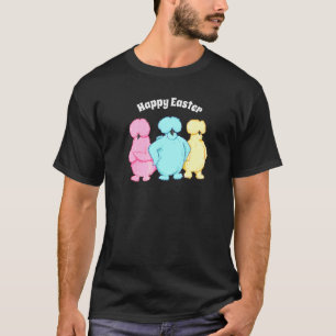 T-shirt Joyeux Pâques Sassy Poulets en Silkie Trois Pastel