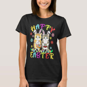 T-shirt Joyeux Pâques Trois Chat Portant Bunny Lapin Ear C