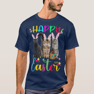 T-shirt Joyeux Pâques trois chats portant Bunny Ears Panie