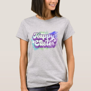 T-shirt Joyeux Pâques Vintage Pastel Peinture Brushstrokie