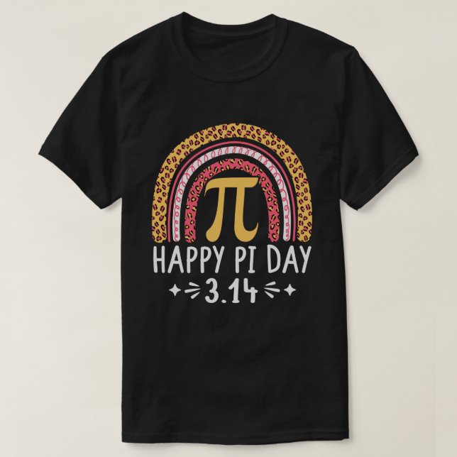 T-shirt Joyeux Pi Day 3.14 Leopard Rainbow Math Enseignant (Design devant)