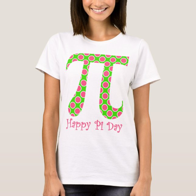 T-shirt Joyeux Pi Day Rétro rose et vert (Devant)