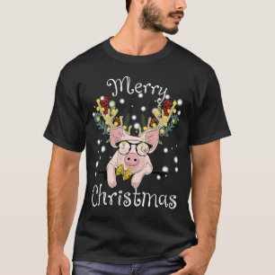 T-shirt Joyeux Pigmas Drôle Cochon Joyeux Noël Pour Filles