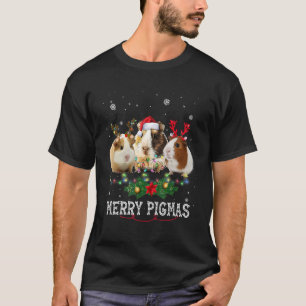 T-shirt Joyeux Pigmas Joyeux Noël Guinée Pig Antlers L