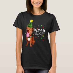 T-shirt Joyeux Pitmas Pitbull Arbre de Noël