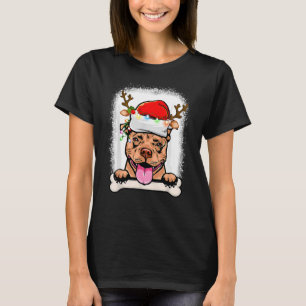 T-shirt Joyeux Pitmas Pitbull Santa Claus Chien