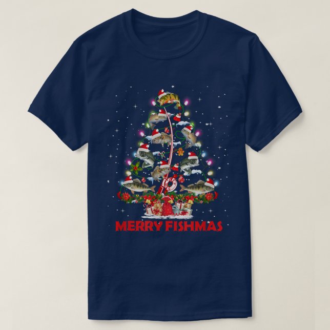 T-shirt Joyeux Poissons de Noël Poisson Drôle Pêche (Design devant)