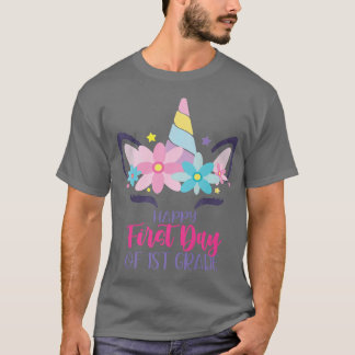 T-shirt Joyeux Premier Jour De 1Ème Année Cute Unicorn Ret
