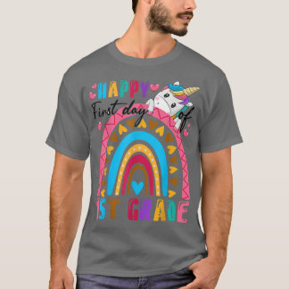 T-shirt Joyeux Premier Jour De 1Ème Année Unicorne Arc En