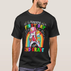 T-shirt Joyeux Premier Jour De 2E Année Dabbing Unicorn Cu