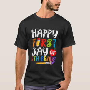T-shirt Joyeux Premier Jour De 5E Année Retour À L'École C