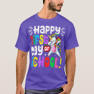 T-shirt Joyeux Premier Jour De L'École Dabbing Unicorn Fem