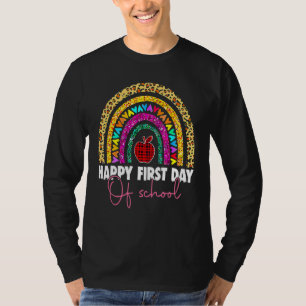 T-shirt Joyeux Premier Jour De L'École Rainbow Leopard Fem