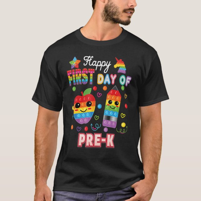 T-shirt Joyeux Premier Jour De Pré K Fidget Jouet Kid Reto (Devant)