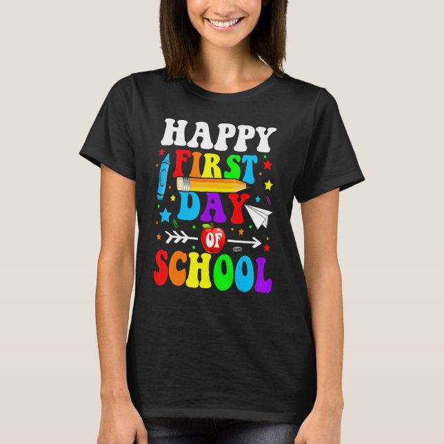 T-shirt Joyeux Premier Jour D'Enseignant À L'École B (Devant)
