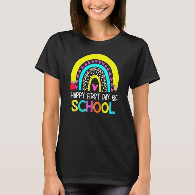 T-shirt Joyeux Premier Jour D'Étudiants Enseignants Retour (Devant)