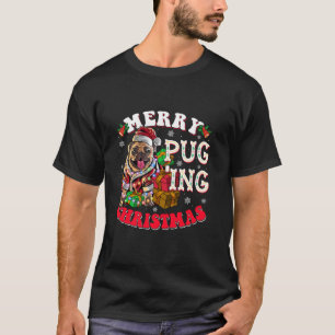 T-shirt Joyeux Pugging Chien de Noël Père Noël Carlin de N