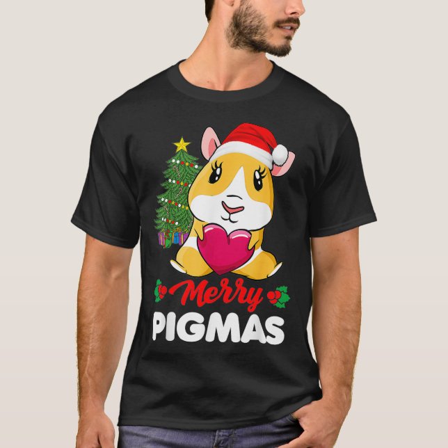 T-shirt Joyeux pyjama Pigmas Funny Guinée porc Noël San (Devant)