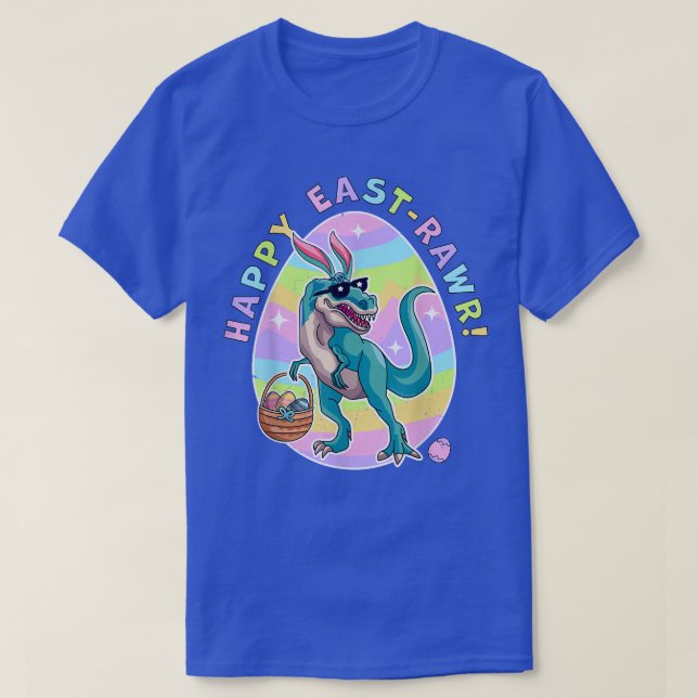 T-shirt Joyeux Rawr Est Cute Dinosaur Bunny Oreilles Joyeu (Design devant)