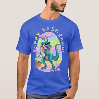 T-shirt Joyeux Rawr Est Cute Dinosaur Bunny Oreilles Joyeu