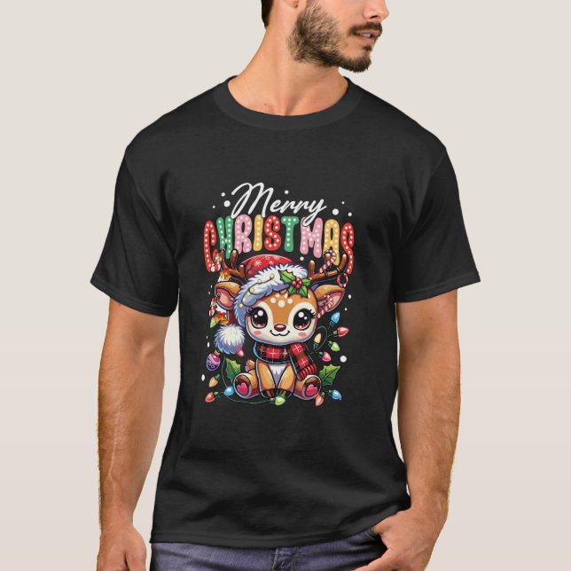 T-shirt Joyeux rennes de Noël Père Noël Xmas Famille Homme (Devant)