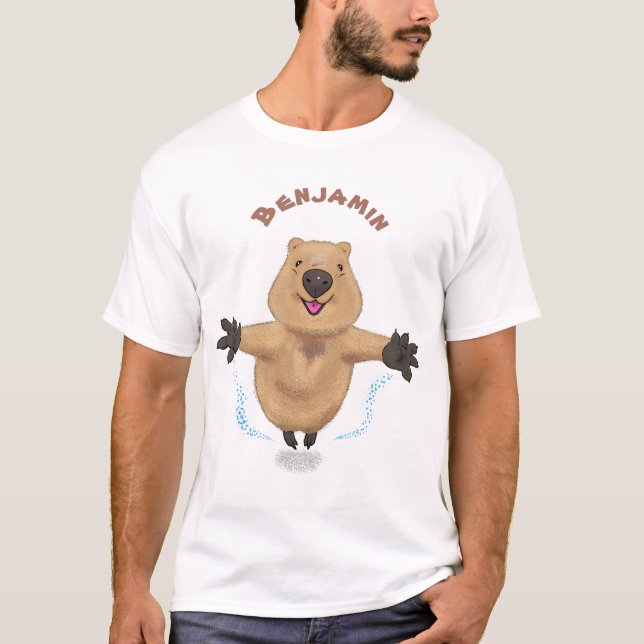T-shirt Joyeux sauter quokka dessin animé (Devant)