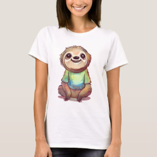 T-shirt Joyeux sourire assis sur une parcelle détendue