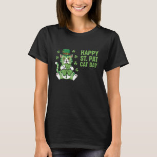 T-shirt Joyeux St Pat Cat Jour Miaou Irlandais Leprechaun 
