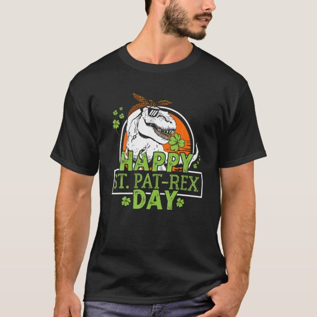 T-shirt Joyeux St Pat-Rex Day Dinosaur St Patrick Dinosaur (Devant)