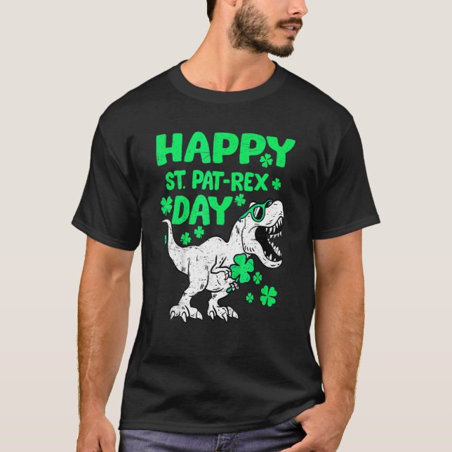 T-shirt Joyeux St PaTRex Dinosaure Saint Patrick Hommes  (Devant)