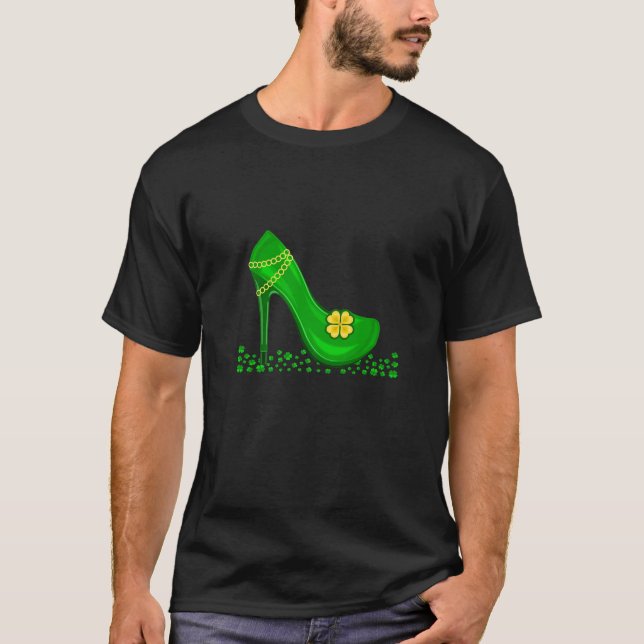 T-shirt Joyeux St Patrick Day Green Womens High Heeled Cha (Devant)