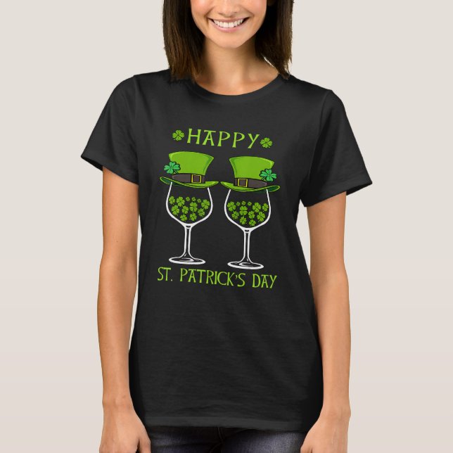 T-shirt Joyeux St Patrick S Day Shamrock Boire un verre de (Devant)