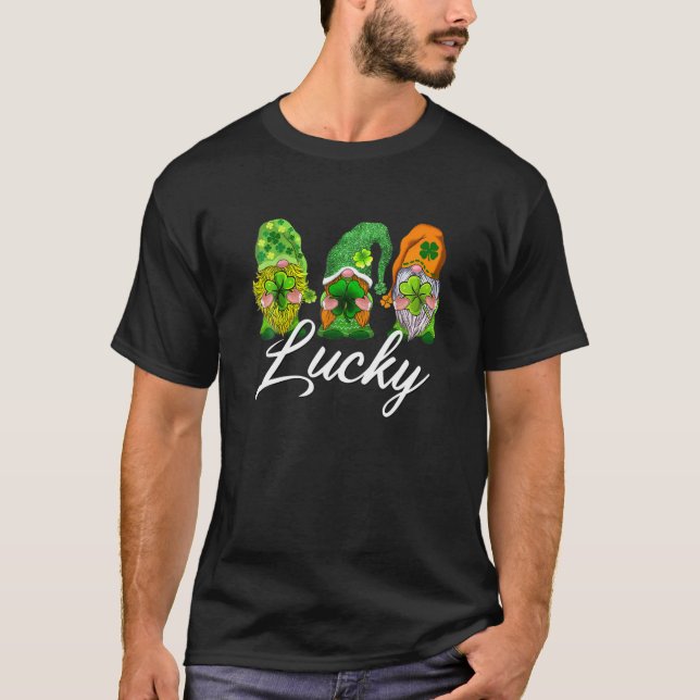 T-shirt Joyeux St Patrick's Day Trois Gnomes Lucky Green S (Devant)