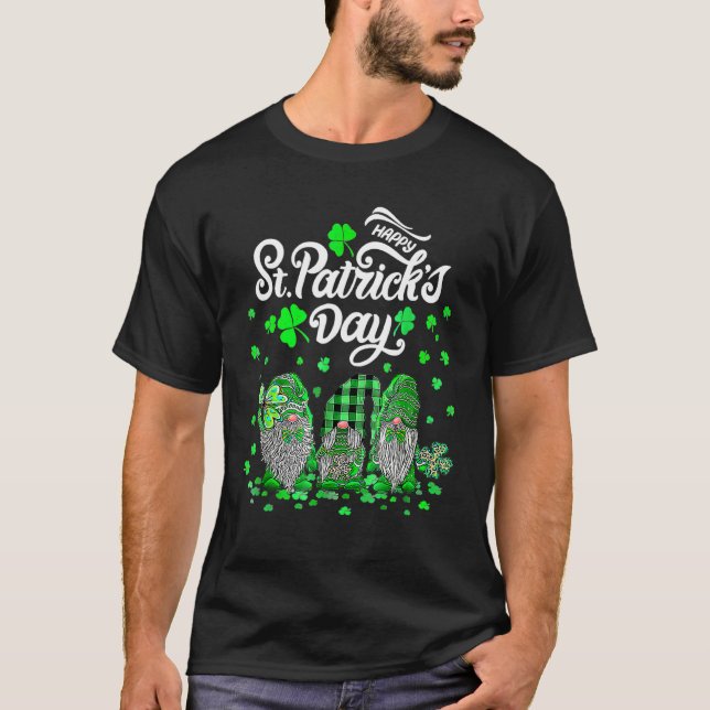 T-shirt Joyeux St Patrick's Day Trois Gnomes Shamrock Esse (Devant)