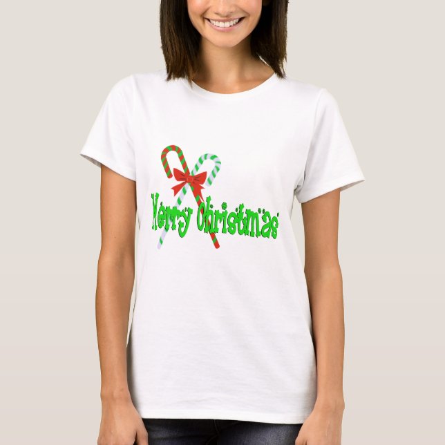 T-shirt Joyeux Sucres de canne de Noël (Devant)