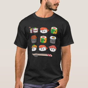 T-shirt Joyeux Sushi Anime Kawaii Set cuisine japonaise Lo