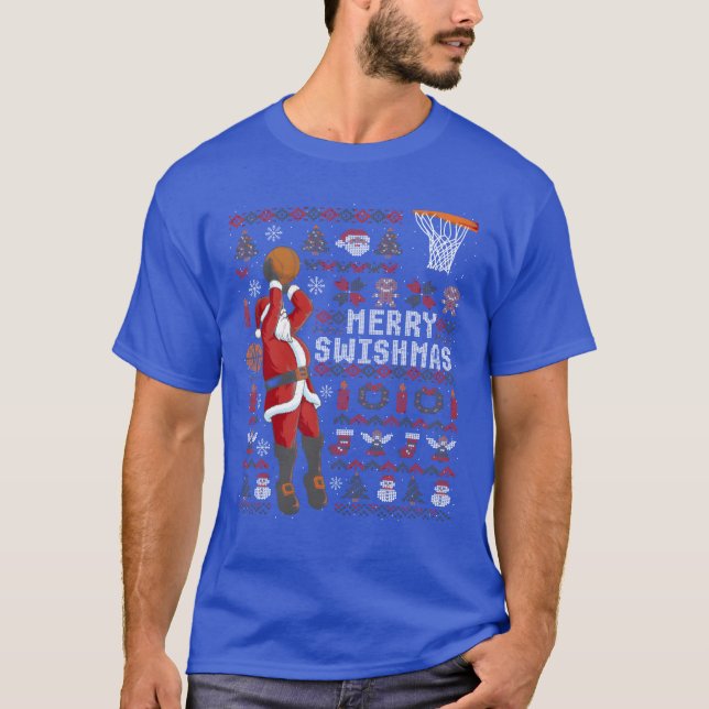 T-shirt Joyeux Swishmas Vilain Noël Basket-ball Noël (Devant)