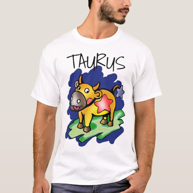 T-shirt Joyeux Taurus Bleu avec dessin de l'étoile rouge (Devant)