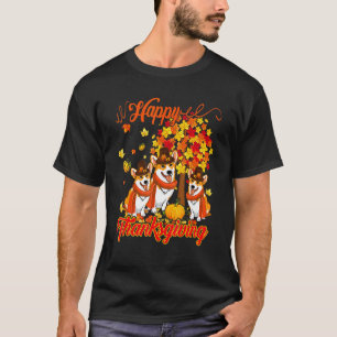 T-shirt Joyeux Thanksgiving Trois chiens Corgi portant un