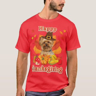 T-shirt Joyeux Thanksgiving Yorkie Chien Je Suis Reconnais