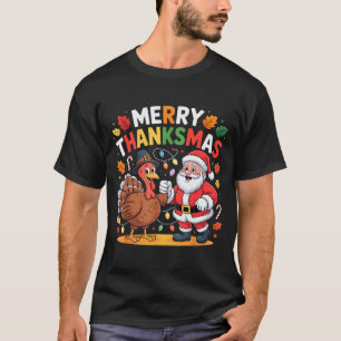 T-shirt Joyeux Thanksmas Dinde Père Noël Thanksgiving Chri