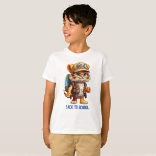 T-shirt Joyeux Tiger Cub avec sac à dos et boire
