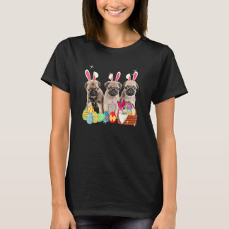 T-shirt Joyeux Trois Carlins de Pâques portant un chien de